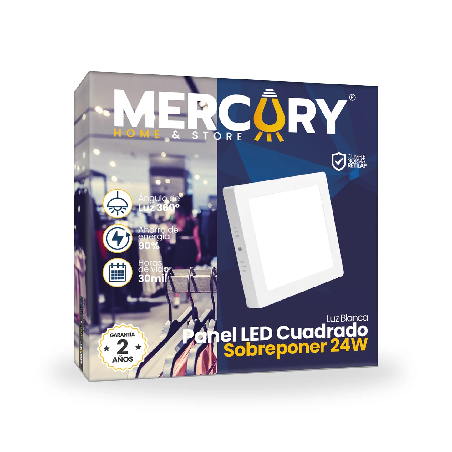 Panel LED Cuadrado de Sobreponer 24W 10" Luz Blanca
