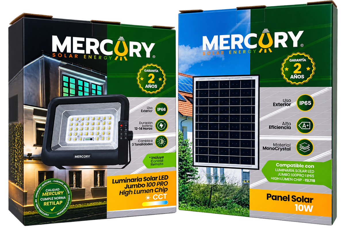 LUMINARIA SOLAR LED MERCURY JUMBO 100 PRO HIGH LUMEN CHIP – CCT